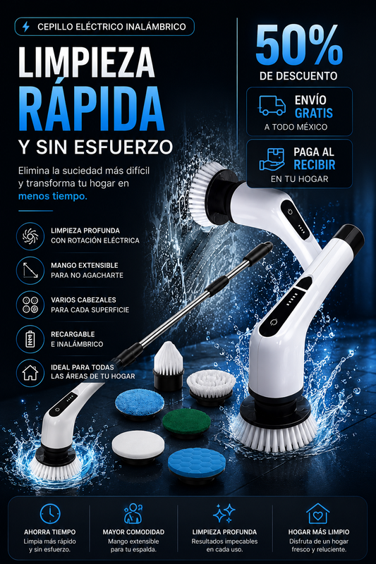 Cepillo Eléctrico Limpieza 9 en 1 | Limpia TODAS las superficies.
